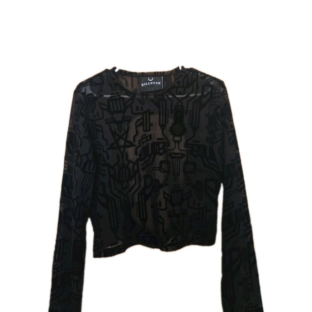 KILLSTAR Long Sleeve Mesh Top - CyborgCrop Look XXL
